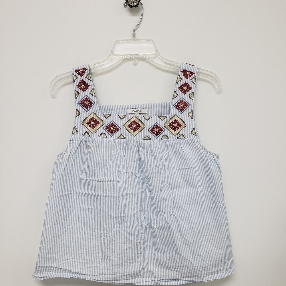 Madewell embroidered island tank in stripe